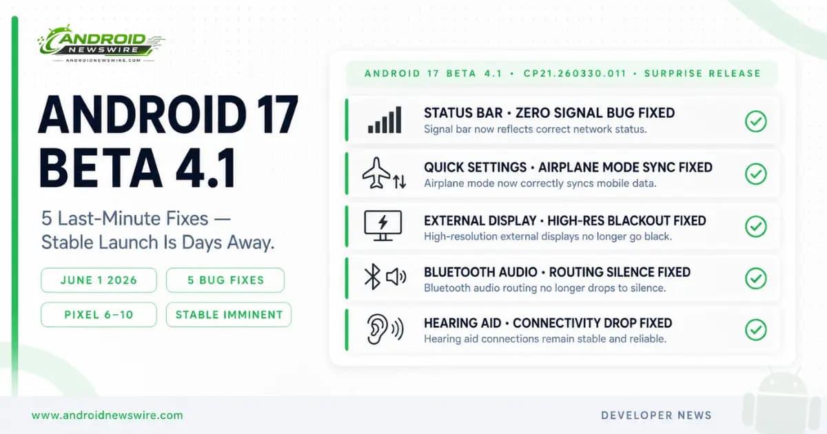 Android 17 Beta 4.1 Is Live — 5 Fixes Before Stable Launch